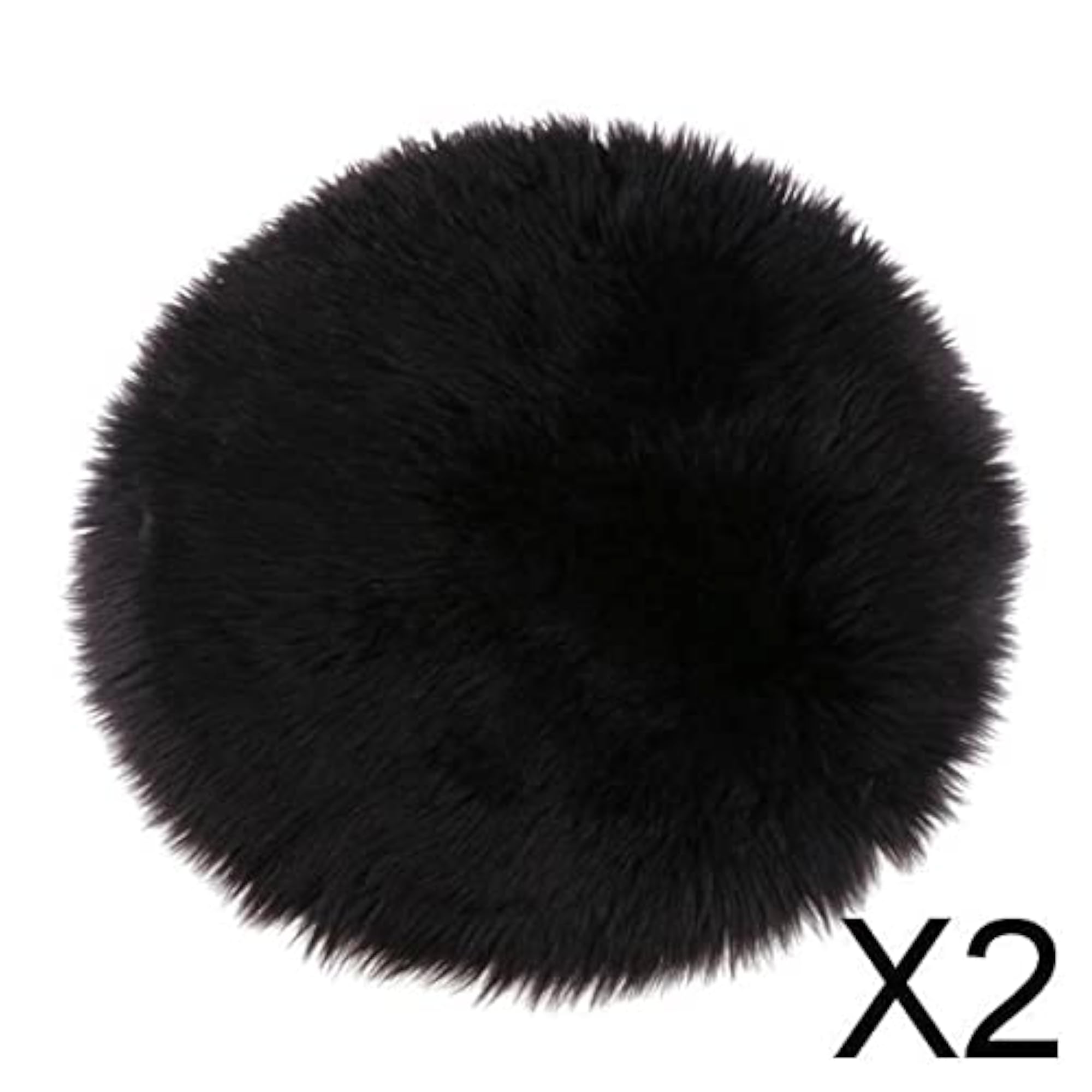 Faux Fur Seat Cushion Pad, Black 30cm